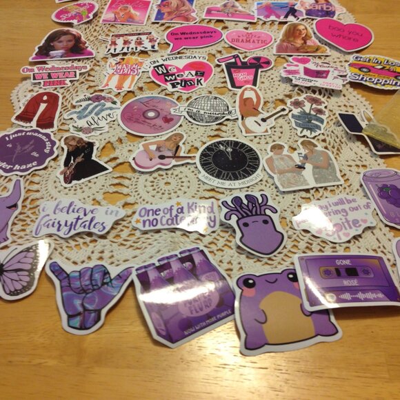 Large stickers assortment gift bundle, Barbie, Mean Girls, Taylor Swift, Purple - Picture 5 of 5